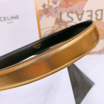 CELINE 25S TRIOMPHE BELT 25MM IN GOLD CALFSKIN GOLD HARDWARE 570966