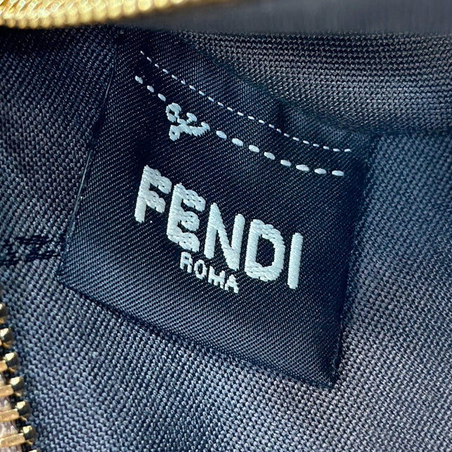 FENDI ROLL 33 TOTE BAG IN PEANUT BROWN MIX WHITE CANVAS