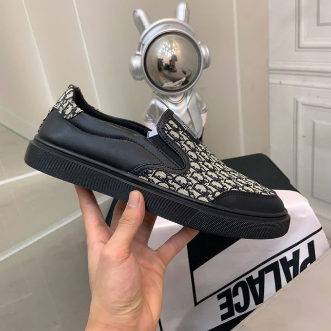 CD B23 SLIP ON BLACK CALFSKIN AND BEIGE FABRIC