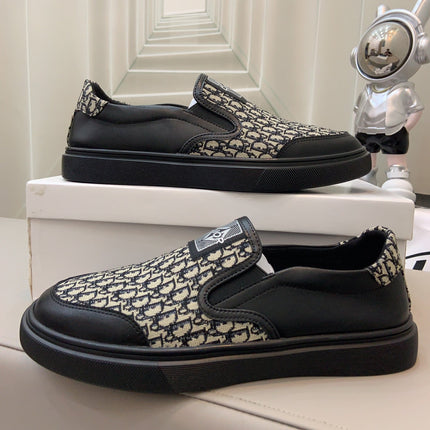 CD B23 SLIP ON BLACK CALFSKIN AND BEIGE FABRIC