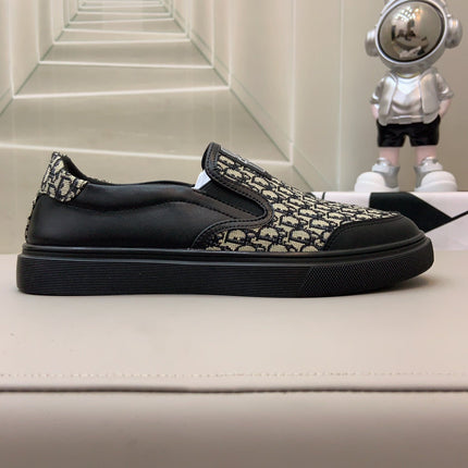 CD B23 SLIP ON BLACK CALFSKIN AND BEIGE FABRIC