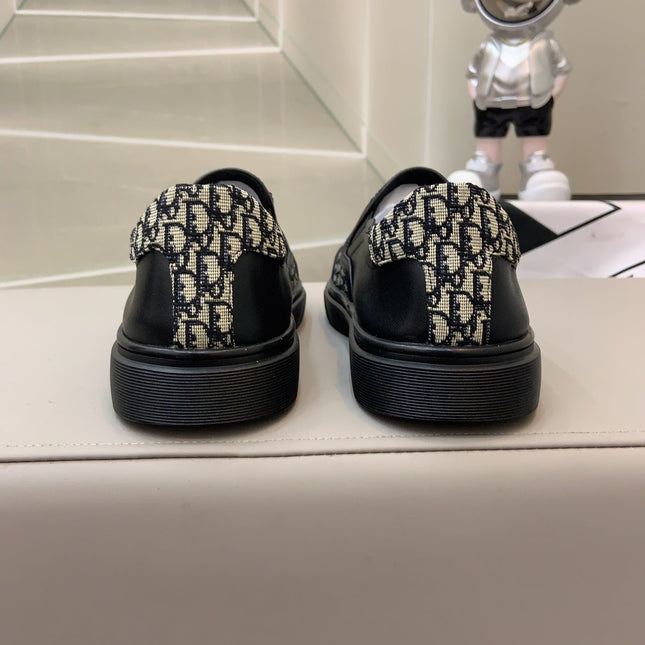 CD B23 SLIP ON BLACK CALFSKIN AND BEIGE FABRIC