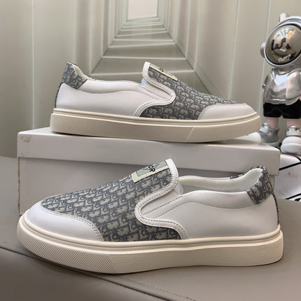 CD B23 SLIP ON WHITE CALFSKIN AND BEIGE FABRIC