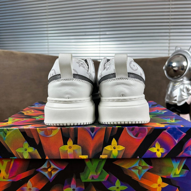 LV TRAINER SHOES IN WHITE MIX BLACK CALFSKIN
