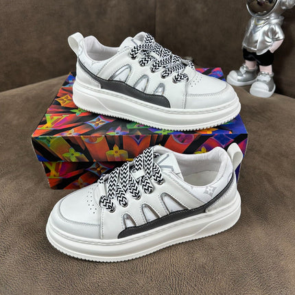 LV TRAINER SHOES IN WHITE MIX BLACK CALFSKIN