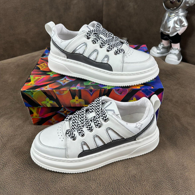 LV TRAINER SHOES IN WHITE MIX BLACK CALFSKIN