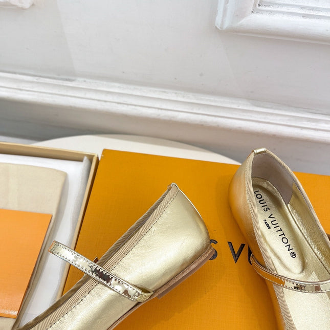 LV WOMEN ROMY FLAT BALLERINA IN GOLDEN METALLIC LAMBSKIN