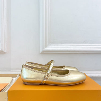 LV WOMEN ROMY FLAT BALLERINA IN GOLDEN METALLIC LAMBSKIN