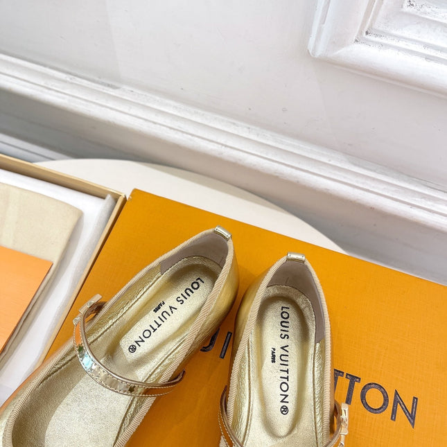 LV WOMEN ROMY FLAT BALLERINA IN GOLDEN METALLIC LAMBSKIN
