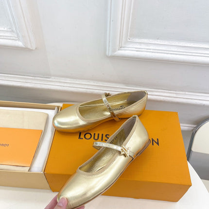 LV WOMEN ROMY FLAT BALLERINA IN GOLDEN METALLIC LAMBSKIN