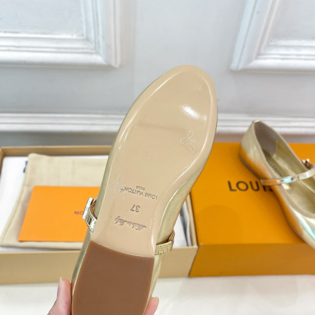 LV WOMEN ROMY FLAT BALLERINA IN GOLDEN METALLIC LAMBSKIN