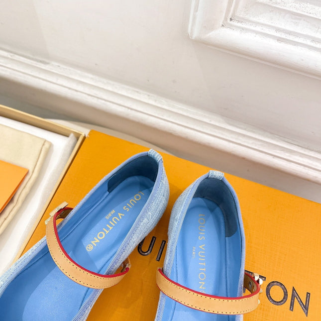 LV WOMEN ROMY FLAT BALLERINA IN LIGHT BLUE MONOGRAM DENIM