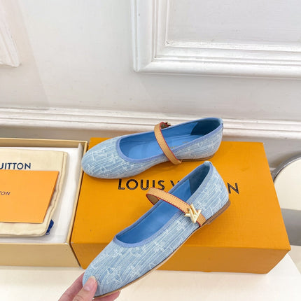 LV WOMEN ROMY FLAT BALLERINA IN LIGHT BLUE MONOGRAM DENIM