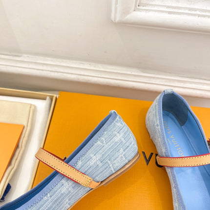 LV WOMEN ROMY FLAT BALLERINA IN LIGHT BLUE MONOGRAM DENIM