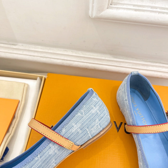 LV WOMEN ROMY FLAT BALLERINA IN LIGHT BLUE MONOGRAM DENIM