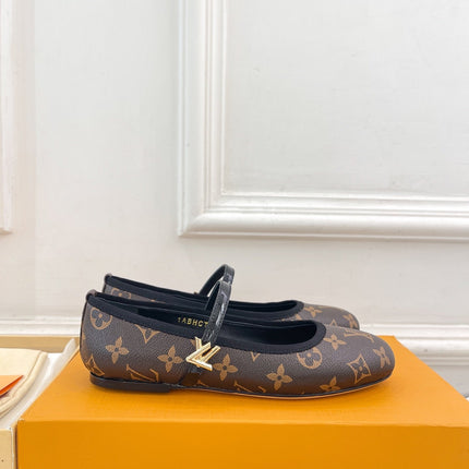 LV WOMEN ROMY FLAT BALLERINA IN CHOCOLATE BROWN MONOGRAM CALFSKIN