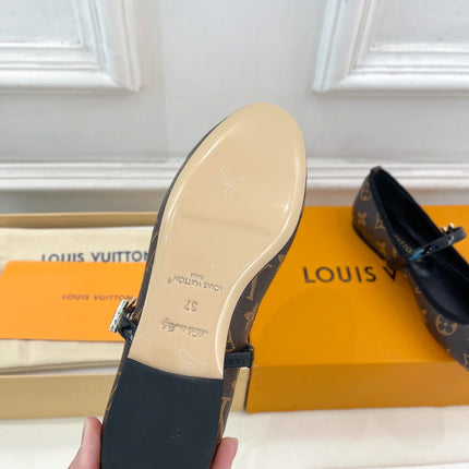 LV WOMEN ROMY FLAT BALLERINA IN CHOCOLATE BROWN MONOGRAM CALFSKIN