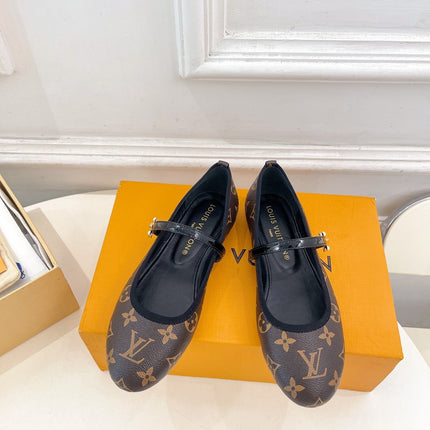 LV WOMEN ROMY FLAT BALLERINA IN CHOCOLATE BROWN MONOGRAM CALFSKIN