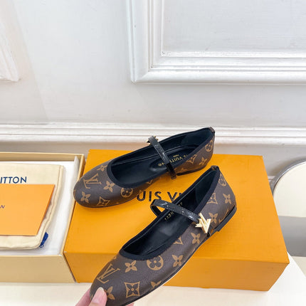 LV WOMEN ROMY FLAT BALLERINA IN CHOCOLATE BROWN MONOGRAM CALFSKIN