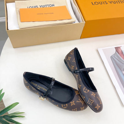 LV WOMEN ROMY FLAT BALLERINA IN CHOCOLATE BROWN MONOGRAM CALFSKIN