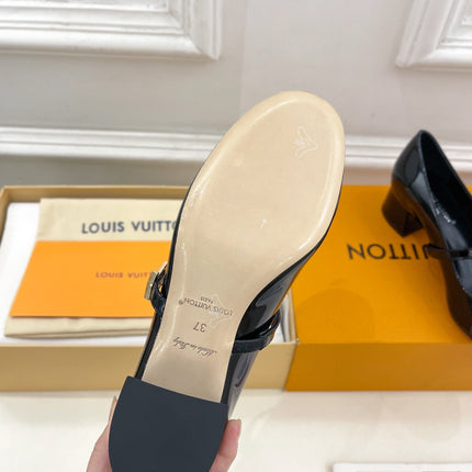 LV WOMEN ROMY HIGH BALLERINA IN GLOSSY BLACK LAMBSKIN