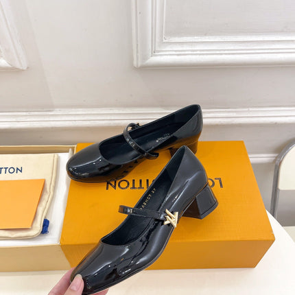 LV WOMEN ROMY HIGH BALLERINA IN GLOSSY BLACK LAMBSKIN