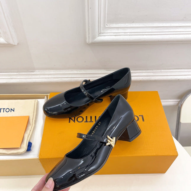 LV WOMEN ROMY HIGH BALLERINA IN GLOSSY BLACK LAMBSKIN