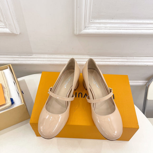 LV WOMEN ROMY HIGH BALLERINA IN GLOSSY BEIGE LAMBSKIN