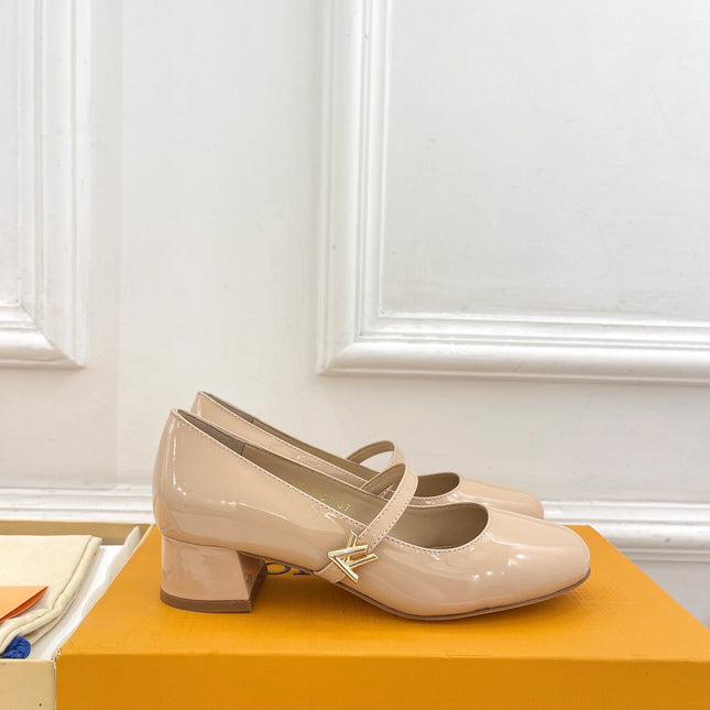 LV WOMEN ROMY HIGH BALLERINA IN GLOSSY BEIGE LAMBSKIN