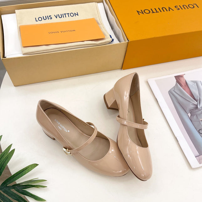 LV WOMEN ROMY HIGH BALLERINA IN GLOSSY BEIGE LAMBSKIN