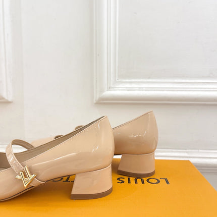 LV WOMEN ROMY HIGH BALLERINA IN GLOSSY BEIGE LAMBSKIN