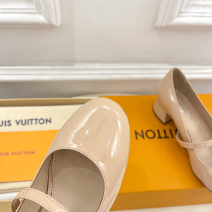 LV WOMEN ROMY HIGH BALLERINA IN GLOSSY BEIGE LAMBSKIN