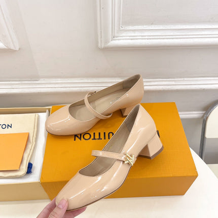 LV WOMEN ROMY HIGH BALLERINA IN GLOSSY BEIGE LAMBSKIN
