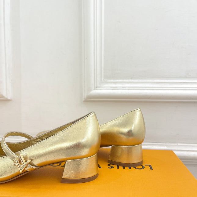 LV WOMEN ROMY HIGH BALLERINA IN GOLDEN METALLIC LAMBSKIN