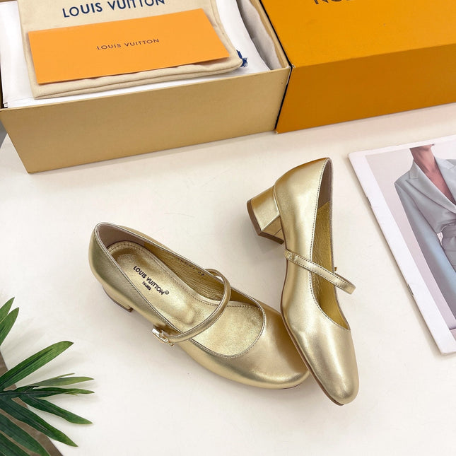 LV WOMEN ROMY HIGH BALLERINA IN GOLDEN METALLIC LAMBSKIN