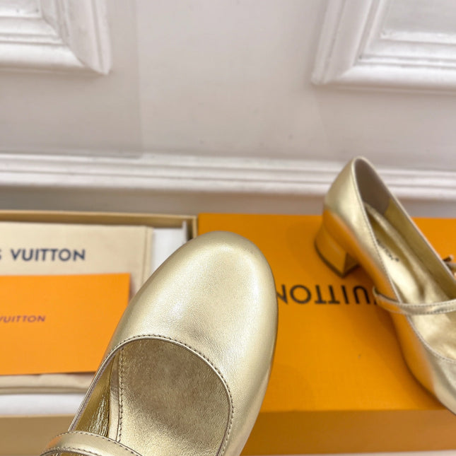 LV WOMEN ROMY HIGH BALLERINA IN GOLDEN METALLIC LAMBSKIN