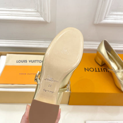LV WOMEN ROMY HIGH BALLERINA IN GOLDEN METALLIC LAMBSKIN
