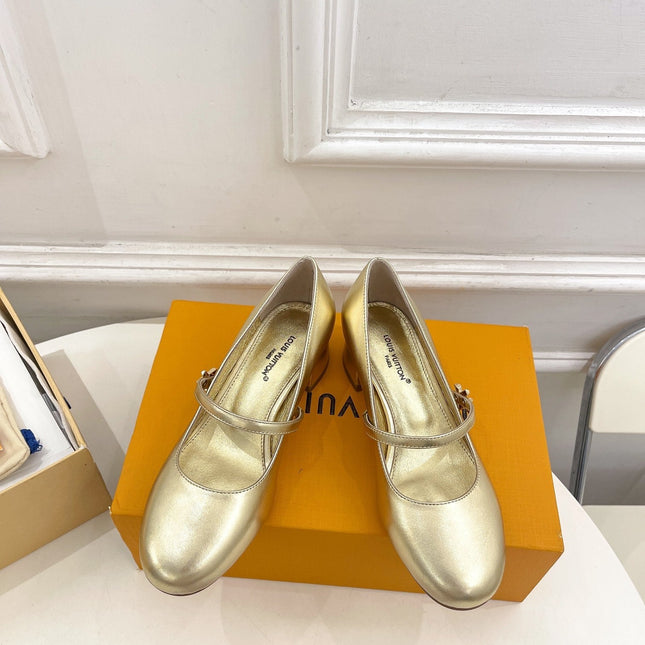 LV WOMEN ROMY HIGH BALLERINA IN GOLDEN METALLIC LAMBSKIN