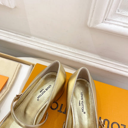 LV WOMEN ROMY HIGH BALLERINA IN GOLDEN METALLIC LAMBSKIN