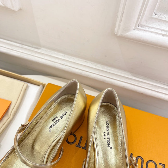 LV WOMEN ROMY HIGH BALLERINA IN GOLDEN METALLIC LAMBSKIN
