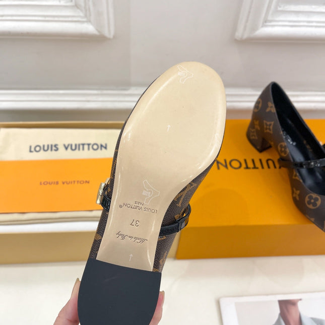 LV WOMEN ROMY HIGH BALLERINA IN CHOCOLATE BROWN MONOGRAM LAMBSKIN