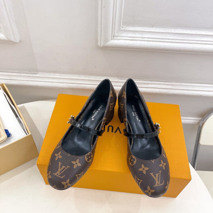 LV WOMEN ROMY HIGH BALLERINA IN CHOCOLATE BROWN MONOGRAM LAMBSKIN