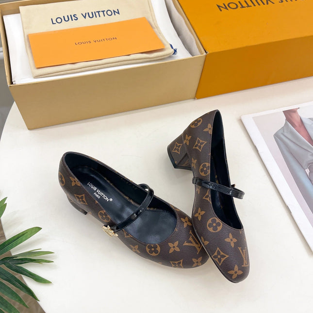 LV WOMEN ROMY HIGH BALLERINA IN CHOCOLATE BROWN MONOGRAM LAMBSKIN
