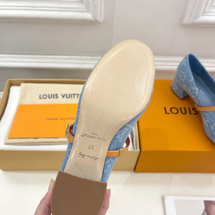 LV WOMEN ROMY HIGH BALLERINA IN LIGHT BLUE MONOGRAM DENIM
