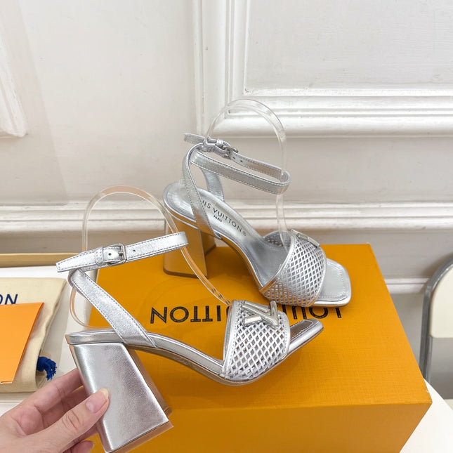 LV WOMEN HIGH SANDAL IN SILVER CALFSKIN