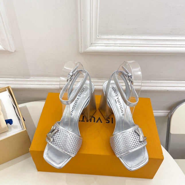 LV WOMEN HIGH SANDAL IN SILVER CALFSKIN