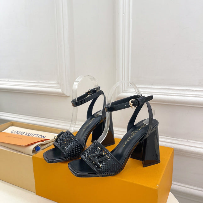 LV WOMEN HIGH SANDAL IN BLACK CALFSKIN