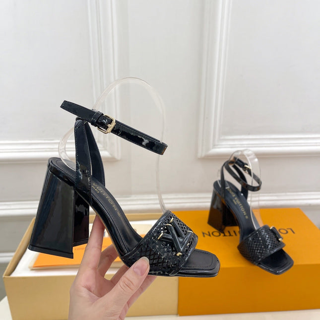 LV WOMEN HIGH SANDAL IN BLACK CALFSKIN