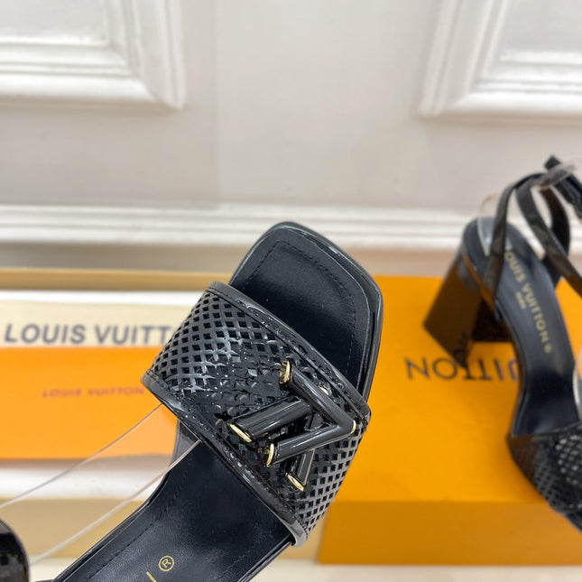 LV WOMEN HIGH SANDAL IN BLACK CALFSKIN