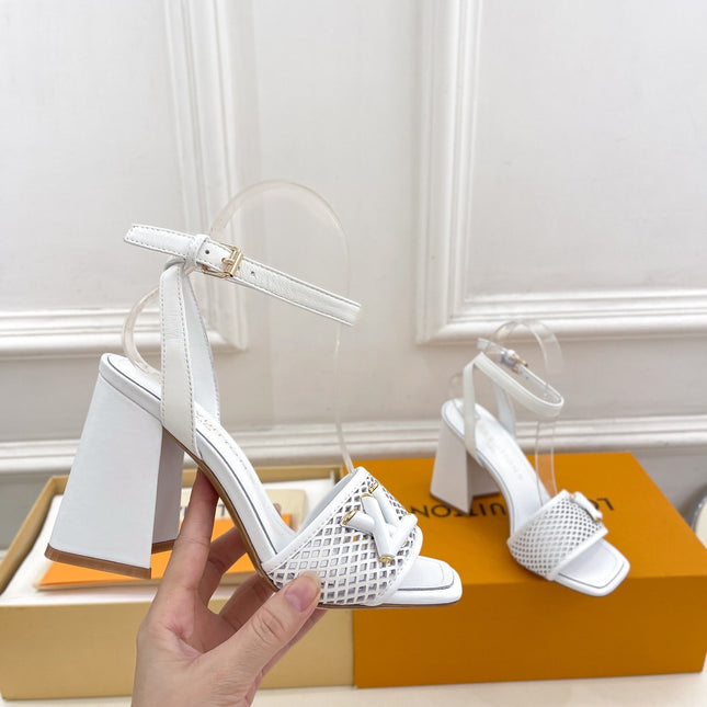 LV WOMEN HIGH SANDAL IN WHITE CALFSKIN